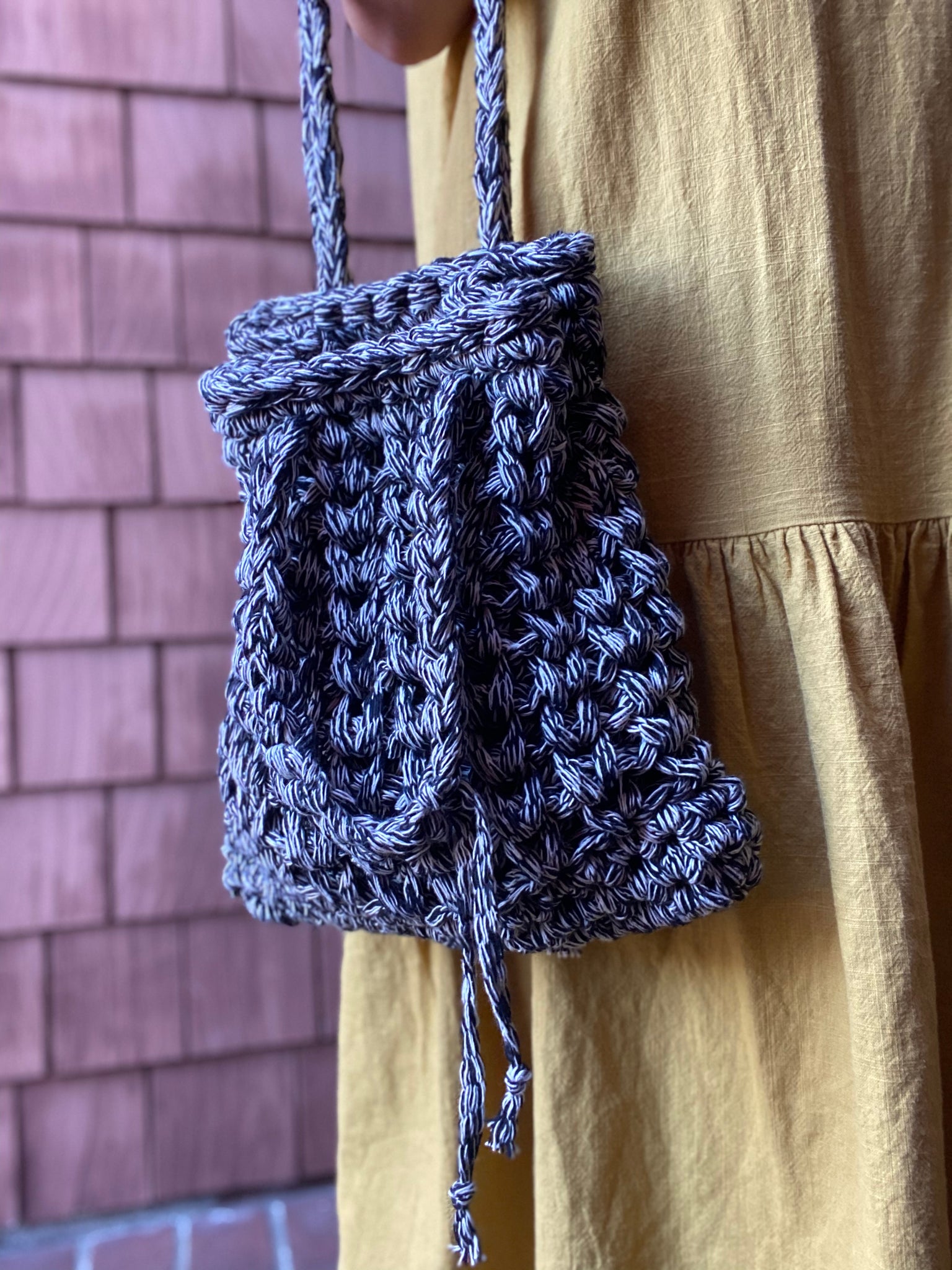 Crochet pattern bag with stripes PDF digital and video tutorial